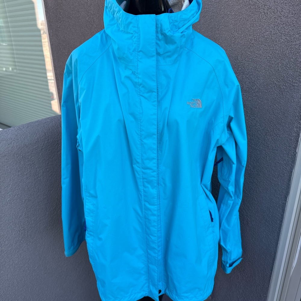 The North Face Blue Hooded Jacket – Lightweight Windbreaker Women XXL Turquoise